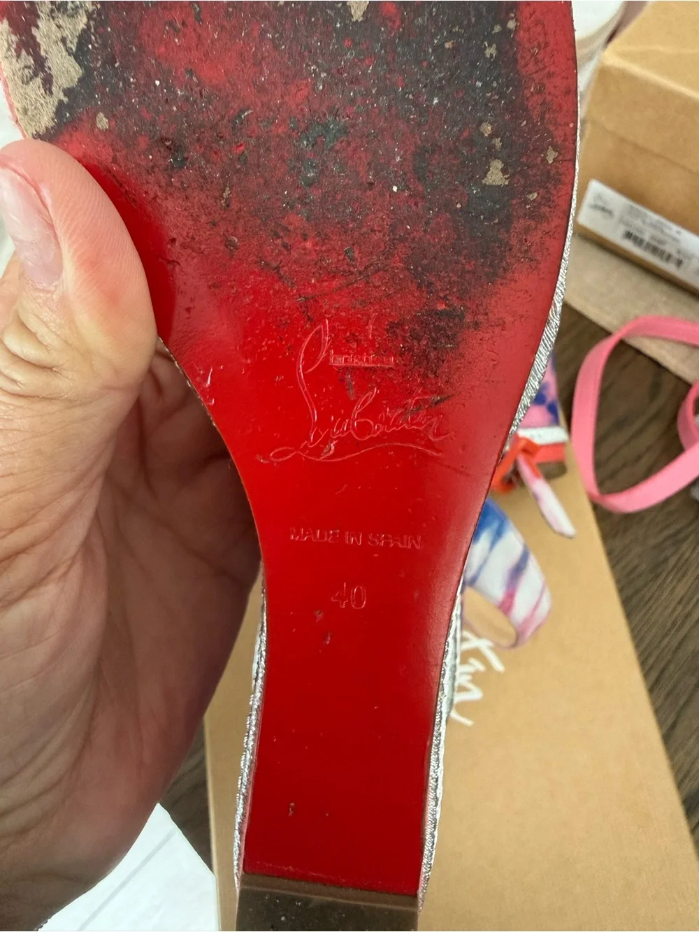 Christian Louboutin Pink and Purple DUPLICE 100 BAZIN Sandals 40